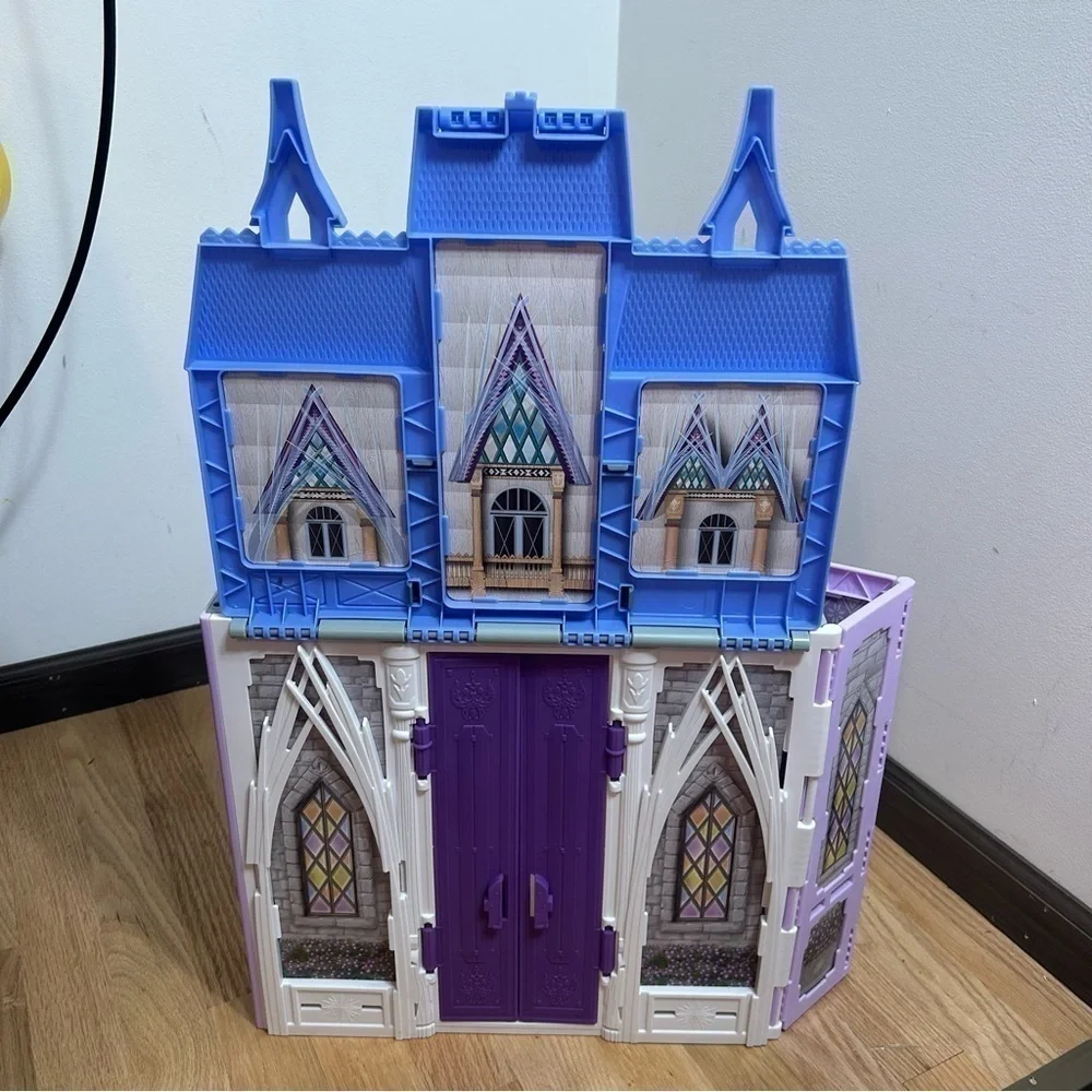 Disney Frozen Fold & Go Arendelle Castle Doll House Kids Toy Elsa Anna Blue